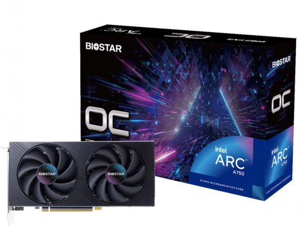 高性能デュアルファンクーラーを搭載したIntel Arc A750グラフィックスカードがBIOSTARから