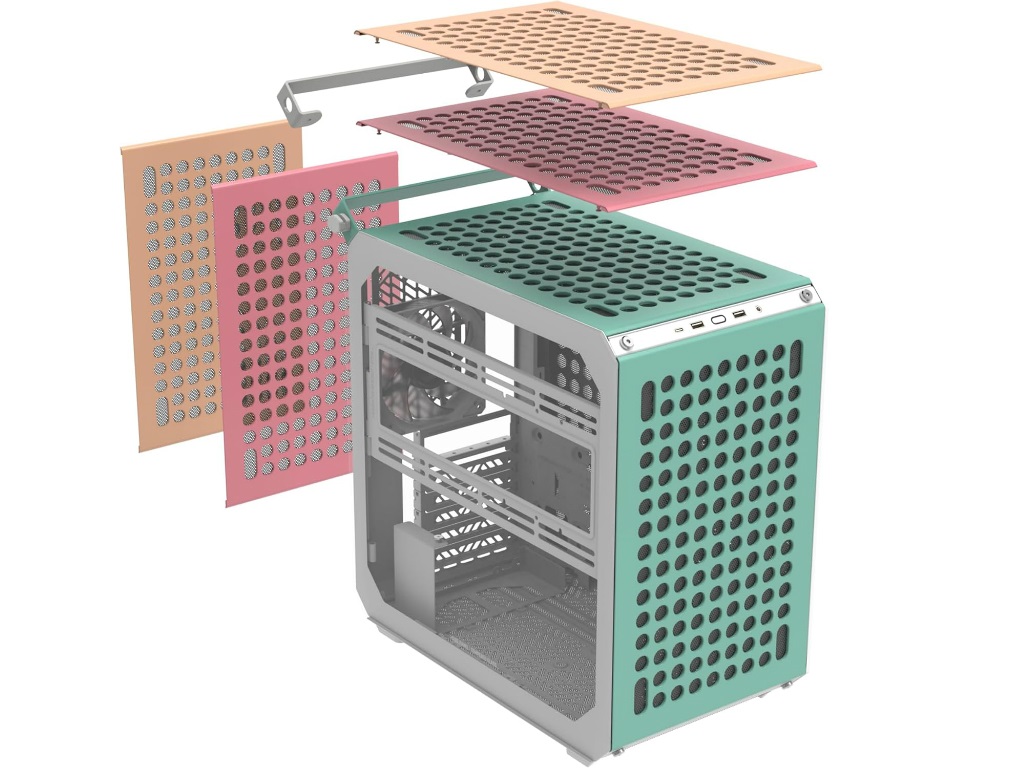 Cooler Master、3色のカラーパネルが付属する組み立て式PCケース「QUBE