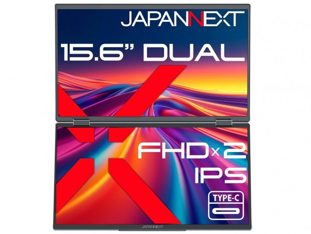 【開封済美品】JN-DMD-IPS156F 15.6 デュアルモバイルモニター JAPANNEXT 15.6インチ IPSパネルx2搭載 フルHD(1920x1080)解像度