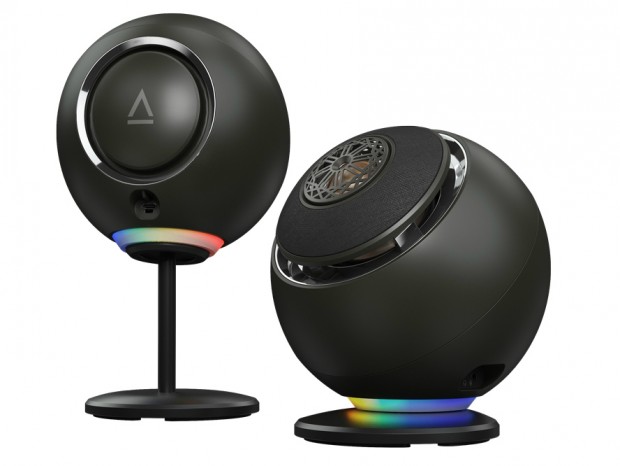 クリエイティブ、ピーク出力100Wの球形状スピーカー「Creative Pebble