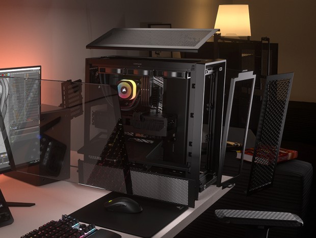 カスタマイズ自在のフルモジュラーミドルタワーPCケース、CORSAIR