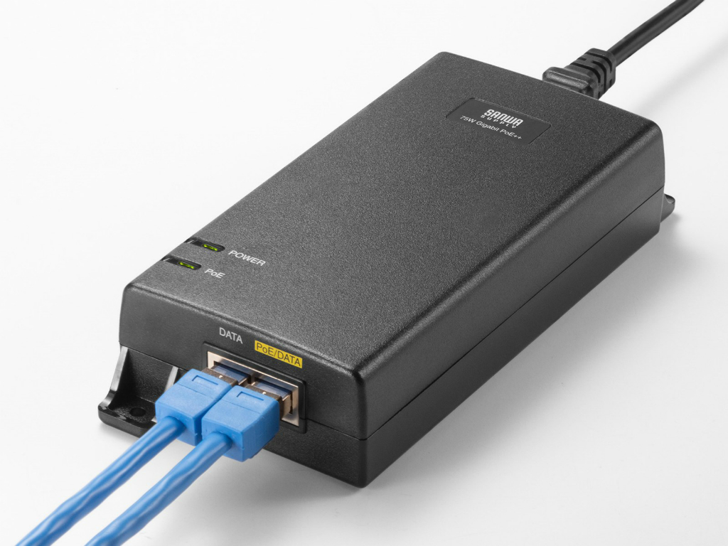 LANケーブル経由で電源供給を可能にするPoEインジェクタが
