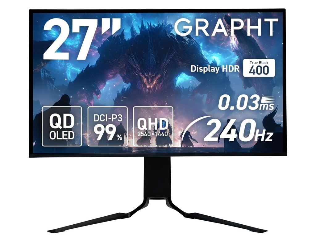 GRAPHT、焼付き対策万全の27型QD-OLEDパネル採用ディスプレイ