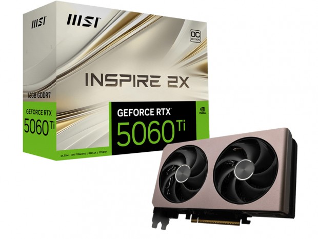 機能重視のLED非搭載モデル、MSI「GeForce RTX 5060 Ti 16G INSPIRE 2X OC」発売日と予価をアナウンス