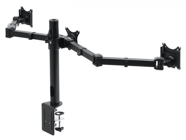 サンワダイレクト、3画面を横一列に配置できるトリプルモニターアーム