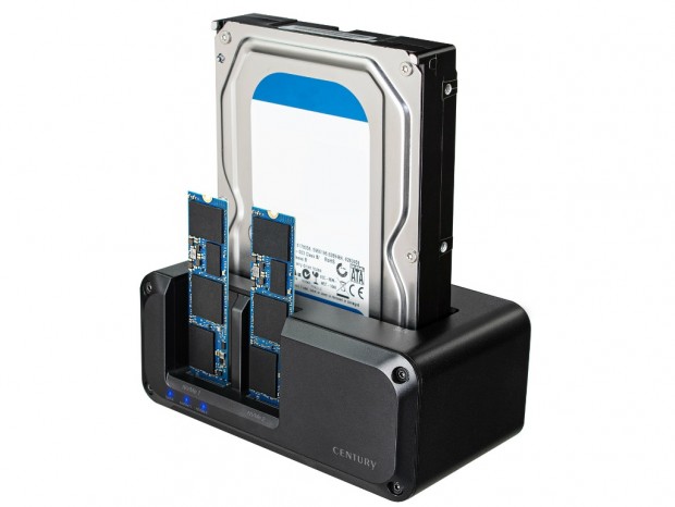 センチュリー、SATA×1、M.2×2に対応するクレードル「裸族のお立ち台 M.2ダブルスタンディングプラス」