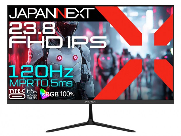 JAPANNEXT、USB Type-C給電対応の23.8型フルHDゲーミング液晶を税込20,980円で発売