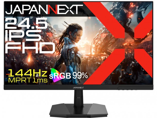 JAPANNEXT、144Hz対応の24.5型IPSゲーミング液晶を税込17,980円で発売