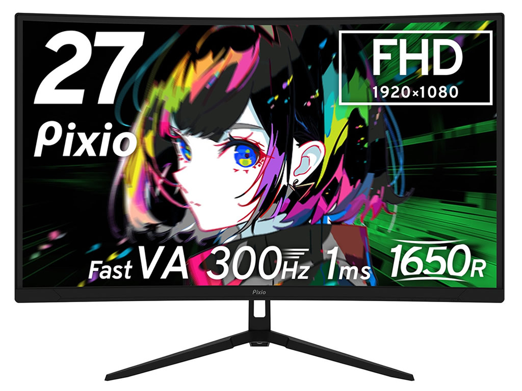 300Hz/1ms対応の27型湾曲ゲーミング液晶、Pixio「PXC279 WAVE」など計2