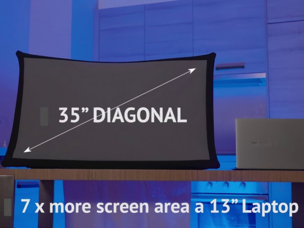 次に来るモノ) 傘のように開く布製モバイルディスプレイに大画面35型