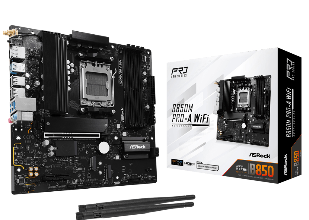 ブラックとホワイトの2色のAMD B850チップセットMicroATXマザーボード