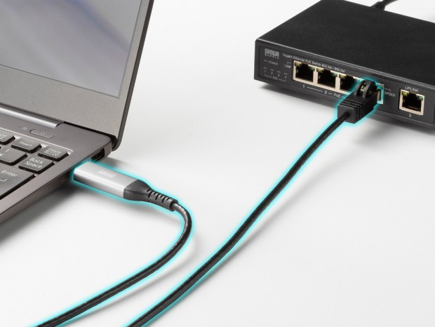 MACアドレスパススルー対応のUSB Type-C直結LANケーブルがサンワサプライから