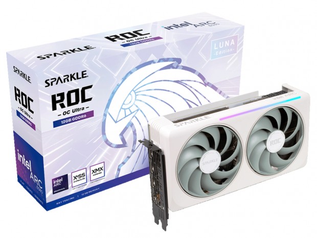 ホワイトカラーのデュアルファンクーラーを搭載するIntel Arc B580、SPARKLE「SB580RW-12GOC」
