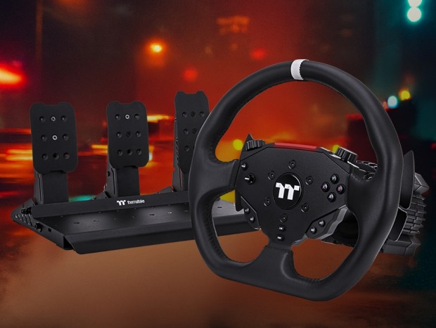 Thermaltake、高精度ホイールとペダルのセット「G6 Direct Drive Racing Wheel with Pedals Bundle」