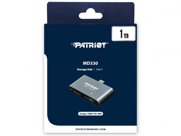 4K HDMI出力と急速充電機能を搭載する最大容量1TBの小型ストレージハブ、Patriot「MD330」