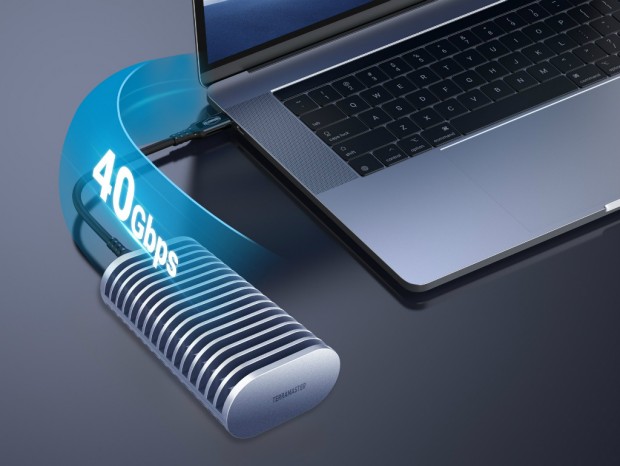 大型冷却フィンを備えたアルミニウム製USB4対応M.2 SSDケース、TerraMaster「D1 SSD Plus」