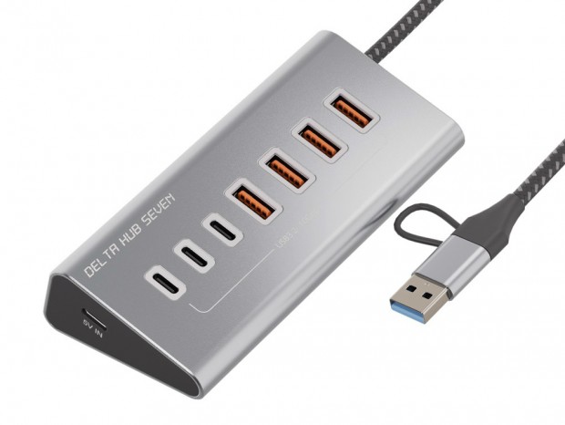 スムーズに抜き挿しできるデルタ形状の卓上USBハブ、エアリア「DELTA HUB SEVEN」