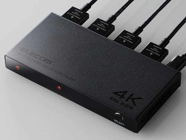 3台のデバイスを1台のディスプレイに出力できる4K対応HDMI切替器がエレコムから