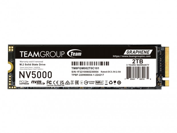 最大5,000MB/sでPCIe 4.0対応のNVMe M.2 SSDエントリーモデル、Team「NV5000」