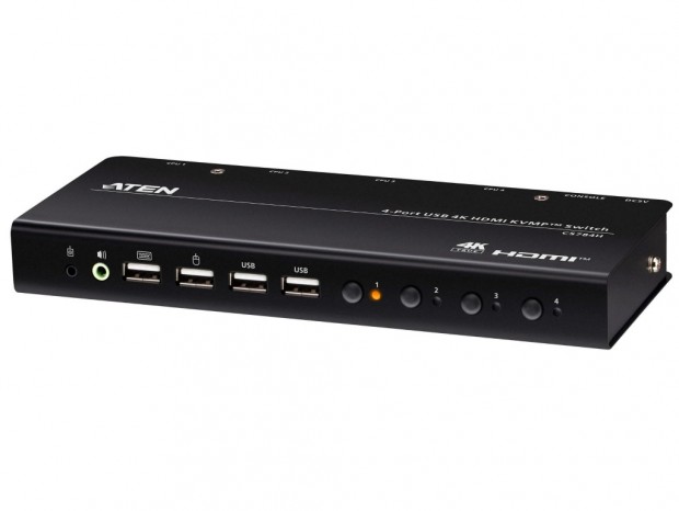 ATEN、1セットのコンソールで最大4台のPCを操作できる4K対応KVMスイッチ