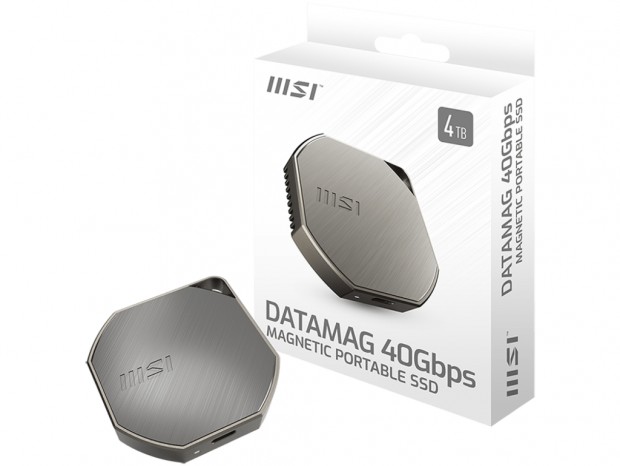 最大4,000MB/sの磁気固定式ポータブルSSD、MSI「DATAMAG 40Gbps」