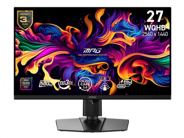 500Hz/0.03ms対応の26.5型QD-OLEDディスプレイ、MSI「MPG 271QR QD