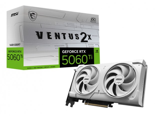 MSI、ホワイトカラーの「GeForce RTX 5060 Ti 16G VENTUS 2X OC WHITE