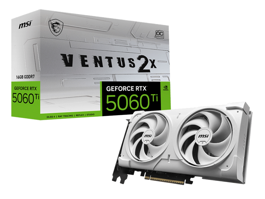 MSI、ホワイトカラーの「GeForce RTX 5060 Ti 16G VENTUS 2X OC WHITE
