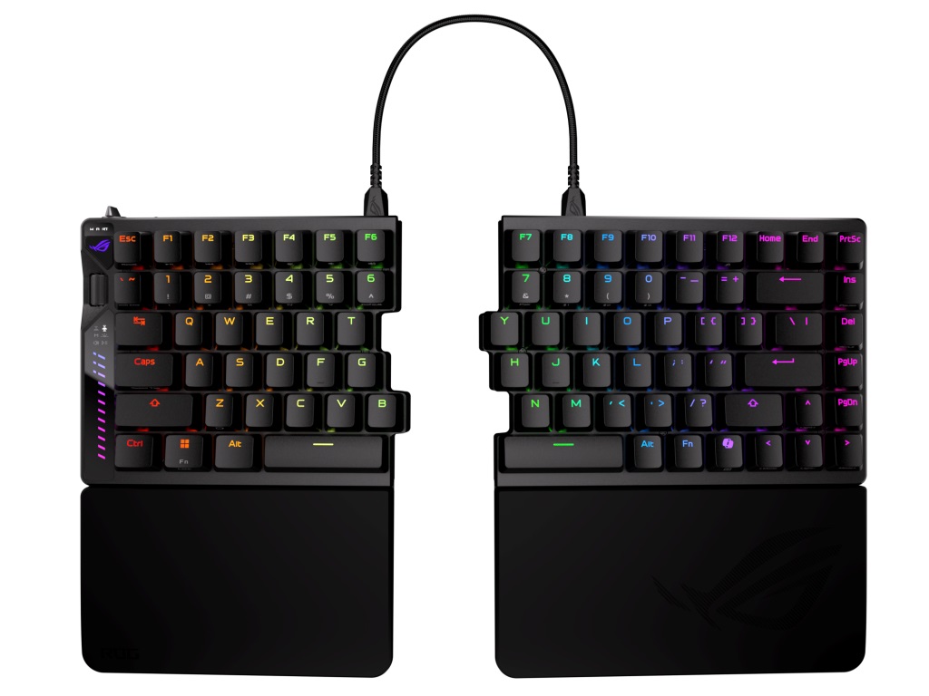 分割1 磁気スイッチ採用の分割ワイヤレスゲーミングキーボード、ASUS「ROG