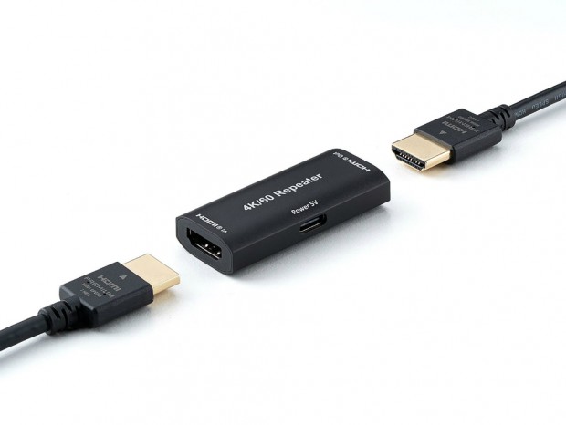 4K/60Hzの映像信号を最大40m延長できるHDMI中継アダプタ