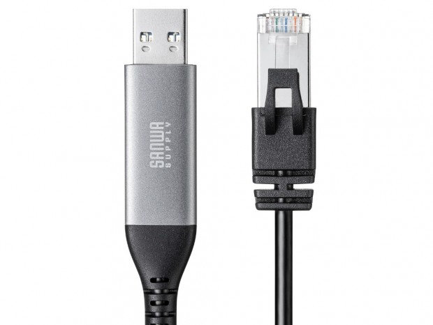MACアドレスパススルー対応のUSB Type-AギガビットLAN変換ケーブル