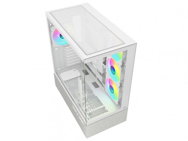 4基のARGBファンを備えたピラーレスデザインPCケース、Sharkoon「AK7