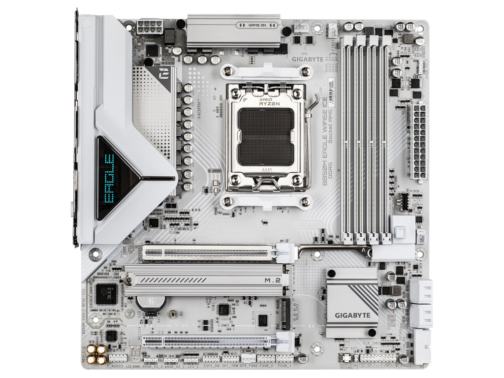 ホワイト色のAMD B850 MicroATXマザーボード、GIGABYTE「B850M EAGLE