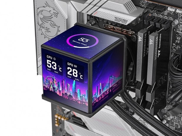4面ディスプレイのキューブ型デザインAIO水冷、Thermaltake「MINECUBE