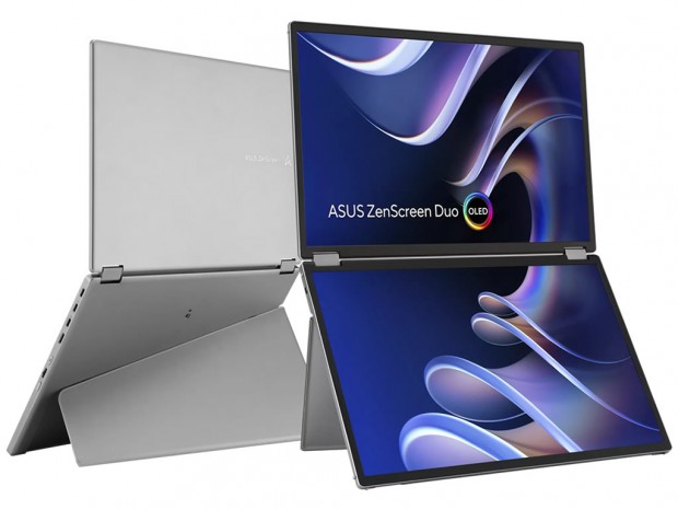 2枚の14型有機ELディスプレイを搭載する、ASUS「ZenScreen Duo OLED MQ149CD」