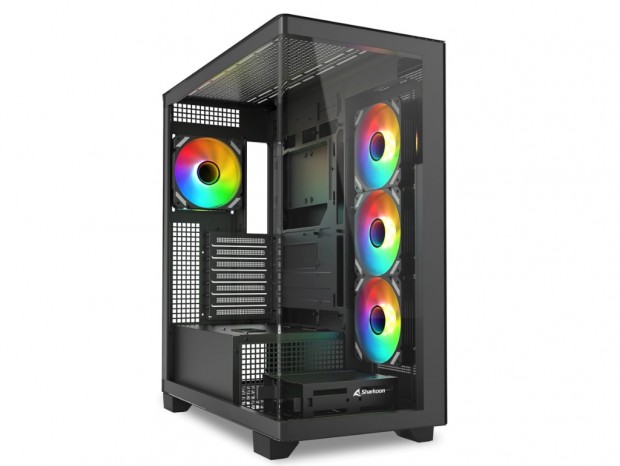 一体型の湾曲強化ガラス採用ピラーレスPCケース、Sharkoon「ELITE SHARK CA500」