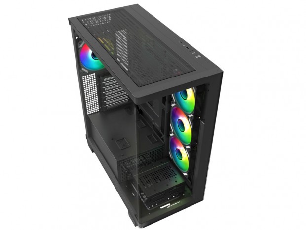 一体型の湾曲強化ガラス採用ピラーレスPCケース、Sharkoon「ELITE SHARK CA500」
