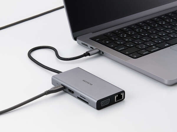 エレコム、4K出力やギガビットLAN、PD 100Wポートなど10-in-1の多機能Type-Cドック