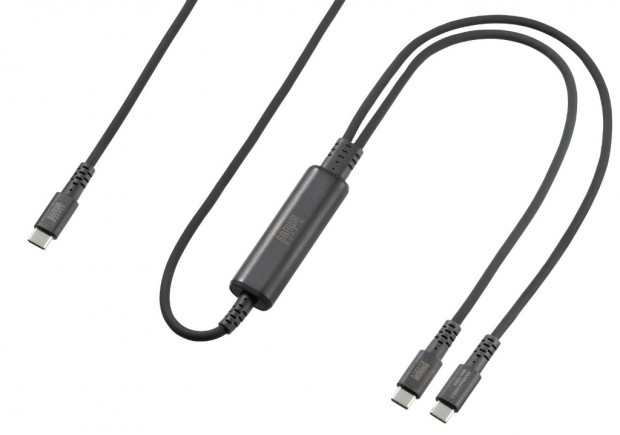 2台のデバイスを同時に充電・通信できる二股Type-Cケーブルがサンワサプライから