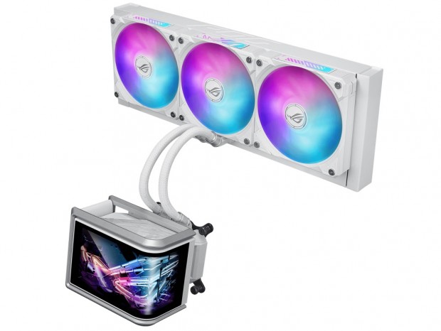 L字型の6.67型AMOLEDを搭載するホワイトカラーのAIO水冷ユニットがASUS ROGから