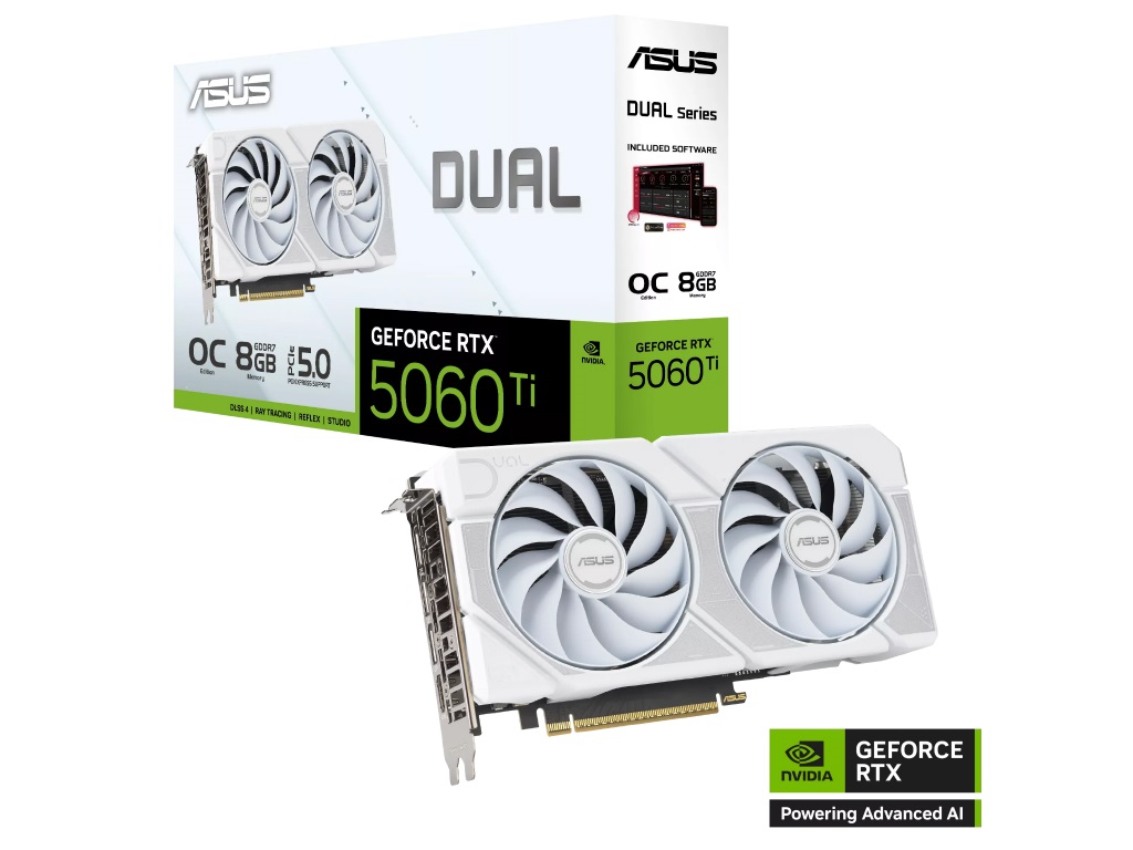 ASUS Dualシリーズからホワイト色のGeForce RTX 5060 Ti/5060搭載