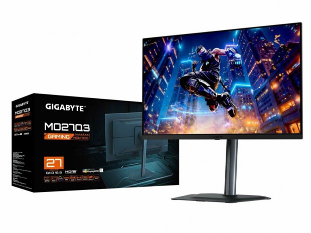 ClearMR 18000認証取得の27型QD-OLEDゲーミングディスプレイ、GIGABYTE