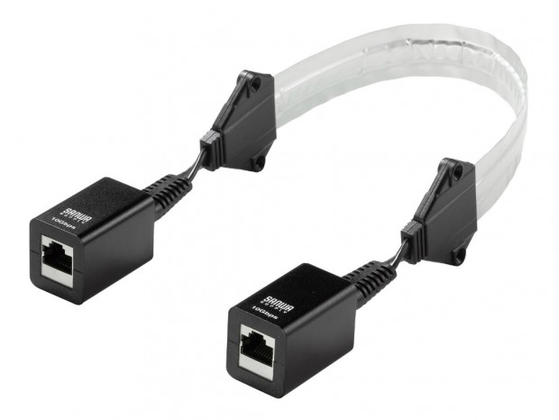 扉や窓の隙間に這わせて配線できるPoE対応薄型LAN延長ケーブル