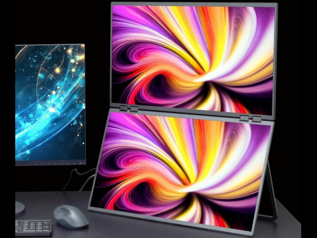 サンコー、180Hz/WQHDパネル×2の「23.8インチ上下2画面拡張デュアル