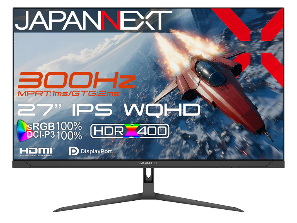 300Hz/1ms対応の27型WQHDゲーミング液晶など計4機種がJAPANNEXTから