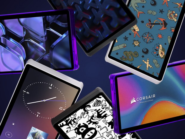 CORSAIR「XENEON EDGE 14.5”LCD Touchscreen」にパープルとホワイトの