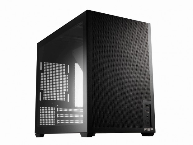 FSP、2面メッシュとガラスパネル構成のハンドル付きオカモチ型ミニタワー