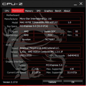 MAG X870E TOMAHAWK MAX WIFI PZ