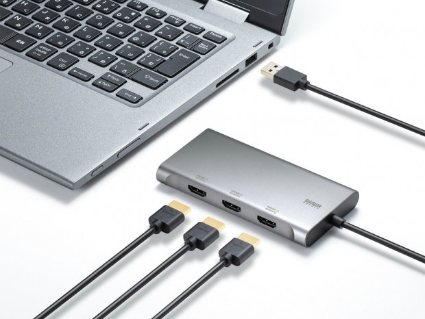 4K/60Hzの3画面同時出力に対応するUSBディスプレイアダプター