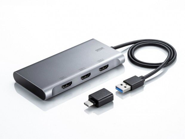 4K/60Hzの3画面同時出力に対応するUSBディスプレイアダプター